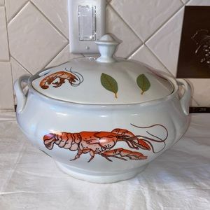 Vintage Majilly cordon bleu lobster mussel soup tureen